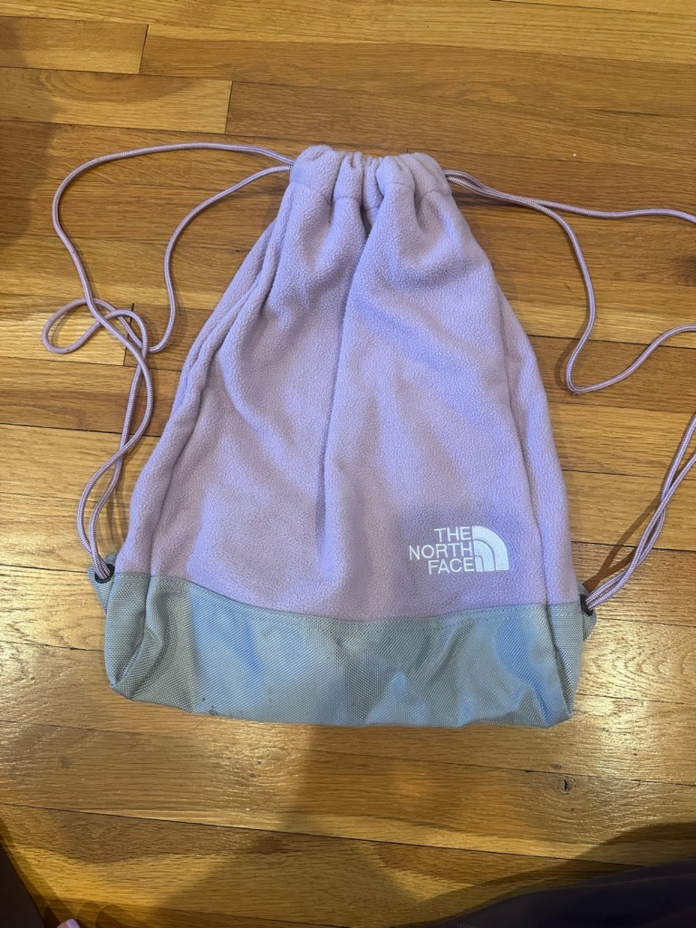 The North Face Lavender and Gray Drawstring Pack